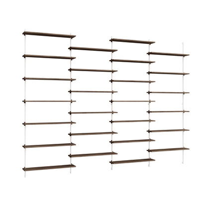 Wall Shelving System Sets (230 cm) by Moebe - WS.230.4 / White Uprights / Smoked Oak