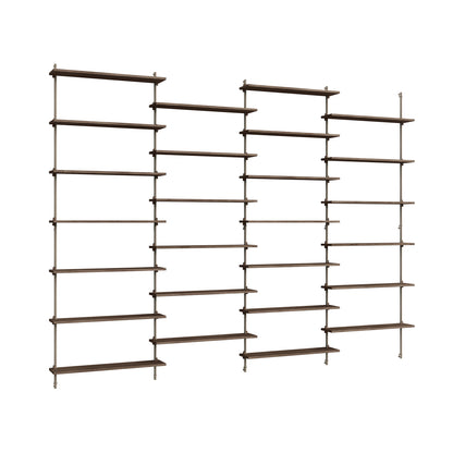 Wall Shelving System Sets (230 cm) by Moebe - WS.230.4 / Warm Grey Uprights / Smoked Oak