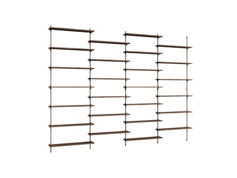 Wall Shelving System Sets (230 cm) by Moebe - WS.230.4 / Warm Grey Uprights / Smoked Oak