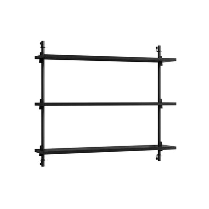 Wall Shelving System Sets 65.1 by Moebe - Black Uprights / Black Painted Oak