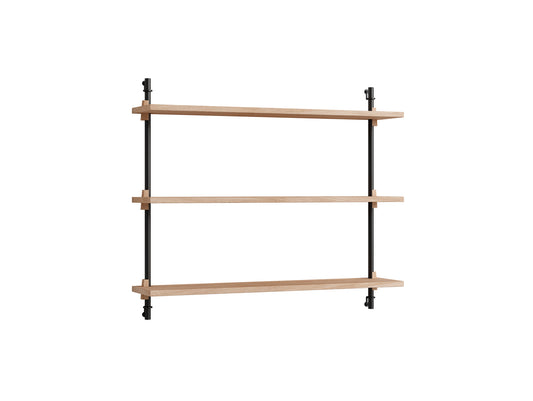 Wall Shelving System Sets 65.1 by Moebe - Black Uprights / Oiled Oak