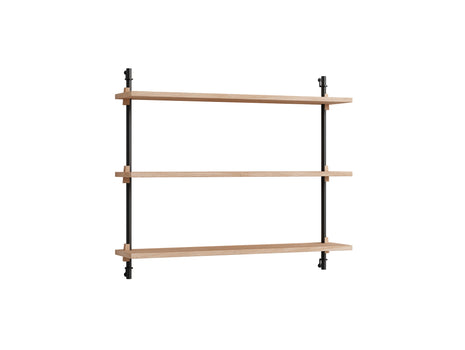 Wall Shelving System Sets 65.1 by Moebe - Black Uprights / Oiled Oak
