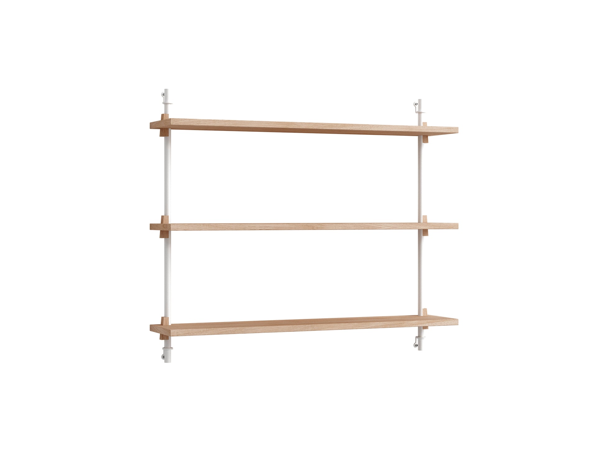 Wall Shelving System Sets 65.1 by Moebe - White Uprights / Oiled Oak