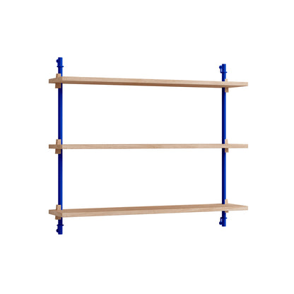 Wall Shelving System Sets 65.1 by Moebe - Deep Blue Uprights / Oiled Oak