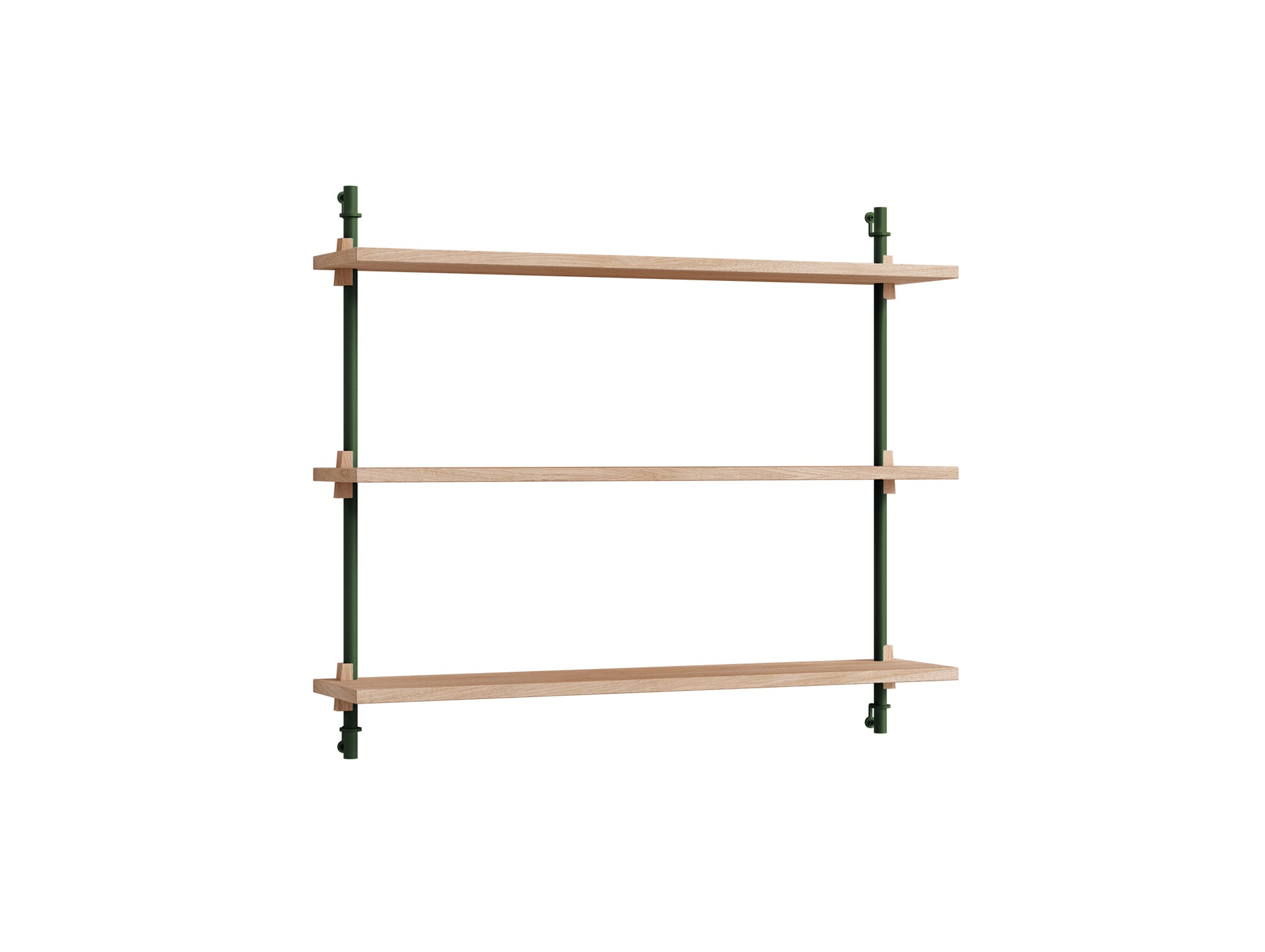 Wall Shelving System Sets 65.1 by Moebe - Pine Green Uprights / Oiled Oak