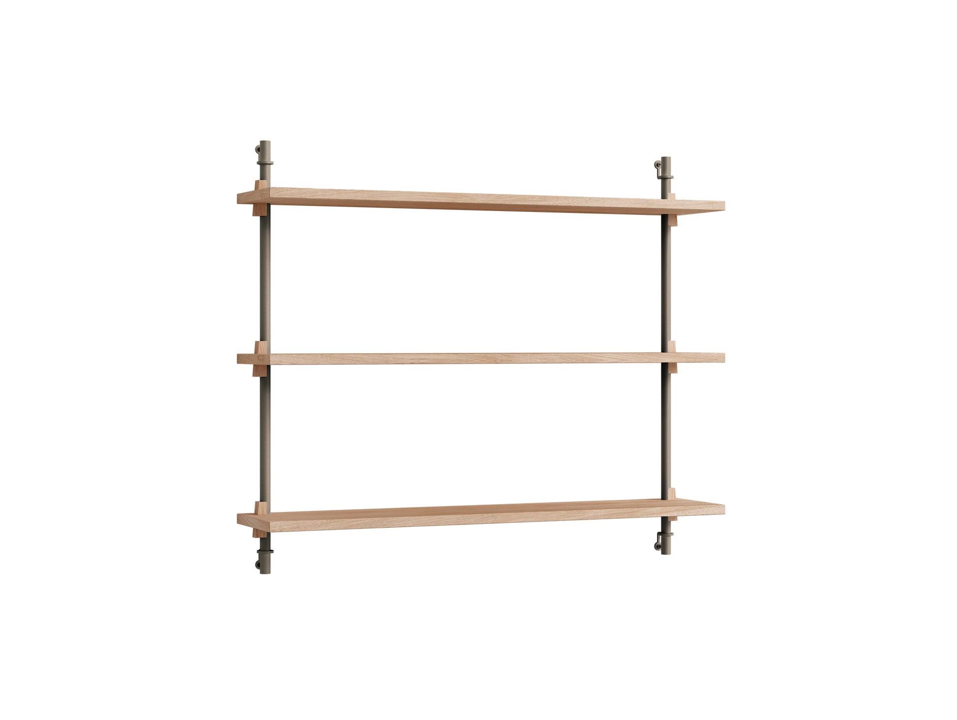 Wall Shelving System Sets 65.1 by Moebe - Warm Grey Uprights / Oiled Oak