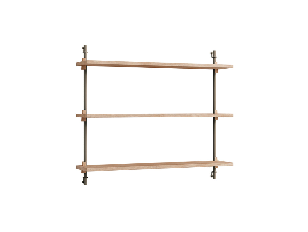 Wall Shelving System Sets 65.1 by Moebe - Warm Grey Uprights / Oiled Oak