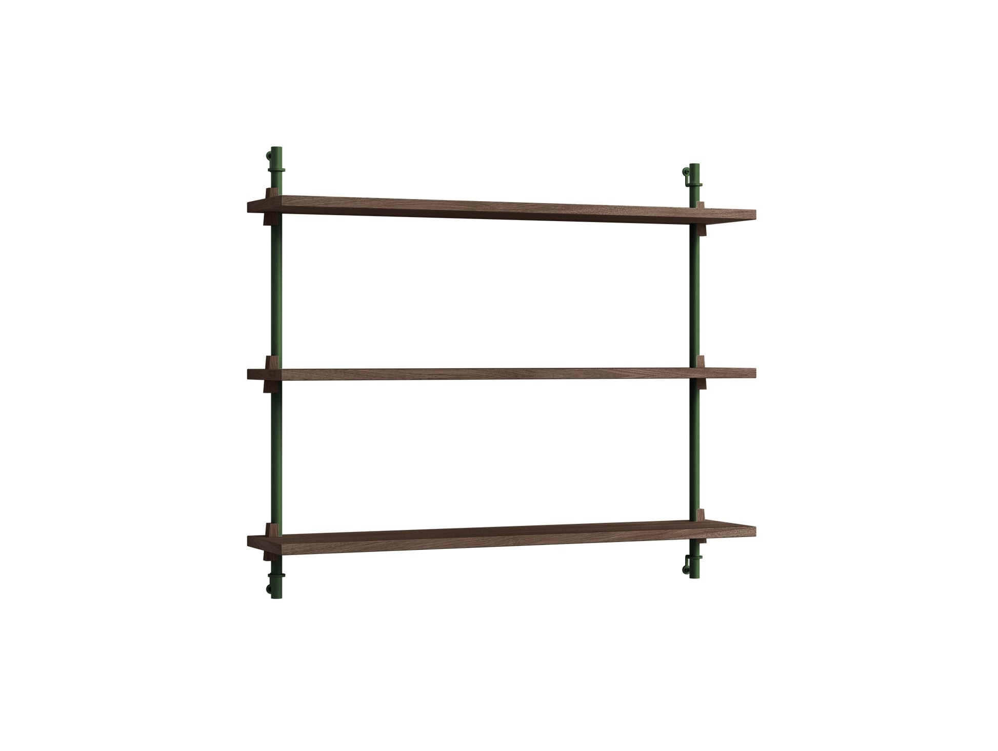Wall Shelving System Sets 65.1 by Moebe - Pine Green Uprights / Smoked Oak