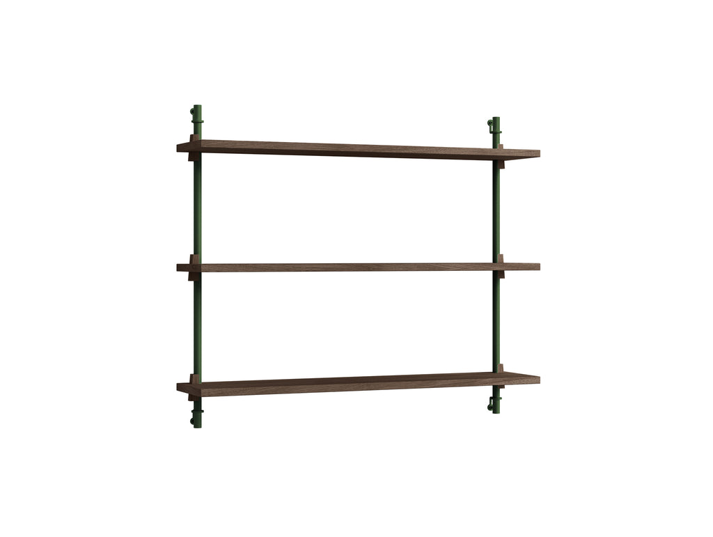 Wall Shelving System Sets 65.1 by Moebe - Pine Green Uprights / Smoked Oak