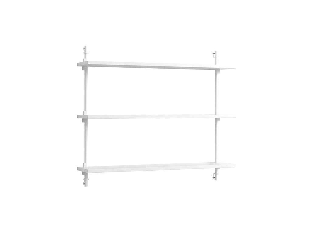 Wall Shelving System Sets 65.1 by Moebe - White Uprights / White Painted Oak