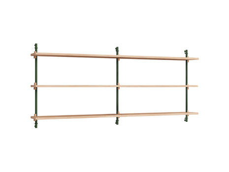 Wall Shelving System Sets 65.2 by Moebe - Pine Green Uprights / Oiled Oak