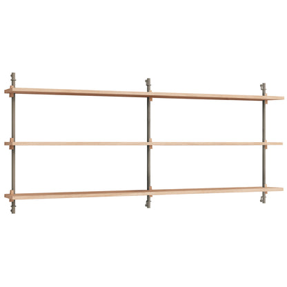 Wall Shelving System Sets 65.2 by Moebe - Warm Grey Uprights / Oiled Oak