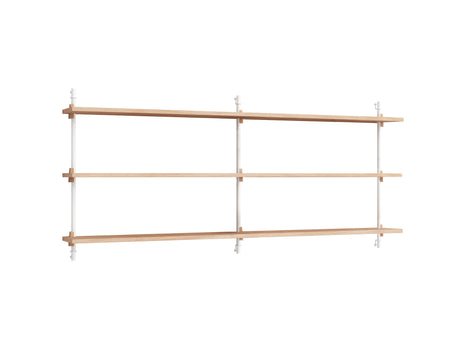 Wall Shelving System Sets 65.2 by Moebe - White Uprights / Oiled Oak
