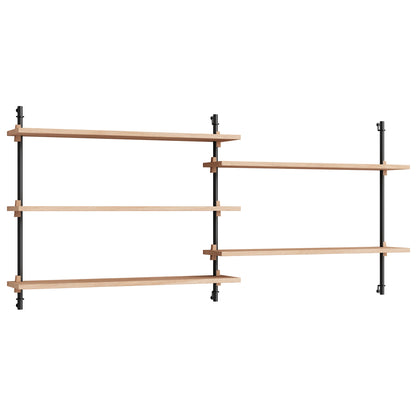 Wall Shelving System Sets 65.2 by Moebe - Black Uprights / Oiled Oak
