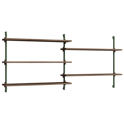 Wall Shelving System Sets 65.2 by Moebe - Pine Green Uprights / Smoked Oak