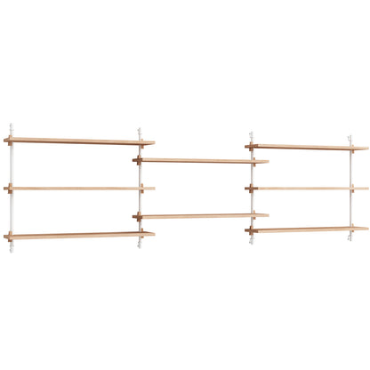 Wall Shelving System Sets 65.3 by Moebe - White Uprights / Oiled Oak