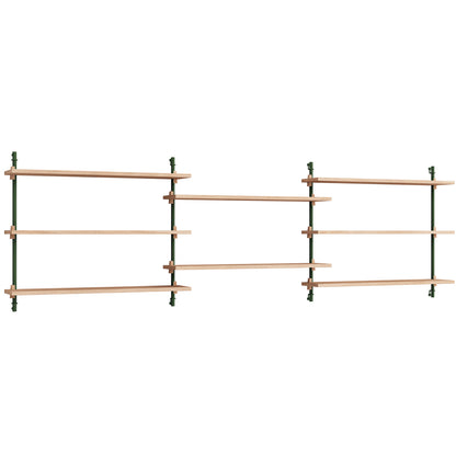 Wall Shelving System Sets 65.3 by Moebe - Pine Green Uprights / Oiled Oak