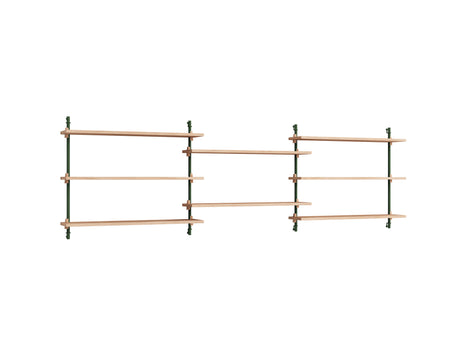 Wall Shelving System Sets 65.3 by Moebe - Pine Green Uprights / Oiled Oak