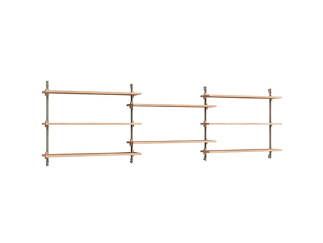 Wall Shelving System Sets 65.3 by Moebe - Warm Grey Uprights / Oiled Oak