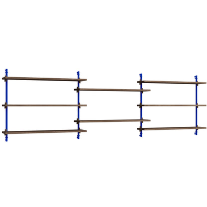Wall Shelving System Sets 65.3 by Moebe - Deep Blue Uprights / Smoked Oak