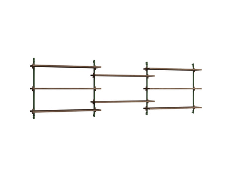 Wall Shelving System Sets 65.3 by Moebe - Pine Green Uprights / Smoked Oak