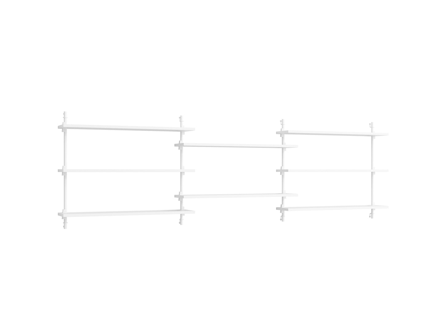Wall Shelving System Sets 65.3 by Moebe - White Uprights / White Painted Oak