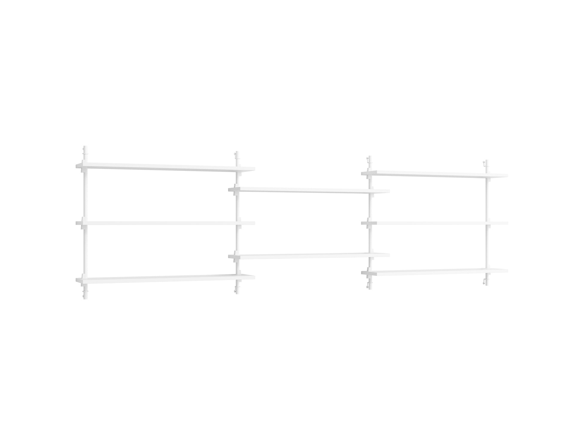 Wall Shelving System Sets 65.3 by Moebe - White Uprights / White Painted Oak