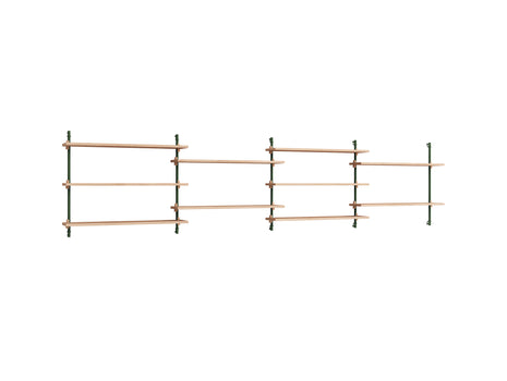 Wall Shelving System Sets 65.4 by Moebe - Green Pine Uprights / Oiled Oak