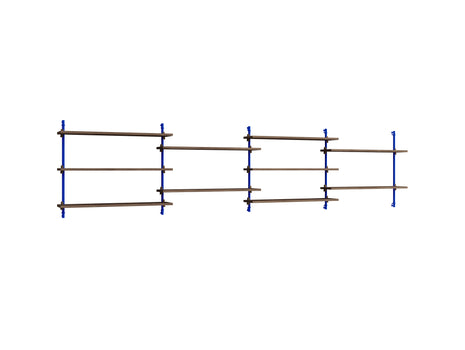 Wall Shelving System Sets 65.4 by Moebe - Deep Blue Uprights / Smoked Oak