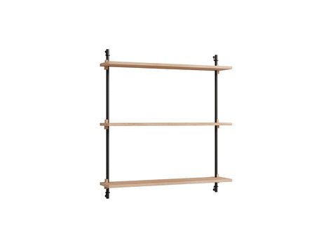 Wall Shelving System Sets (85 cm) by Moebe - WS.85.1 / Black Uprights / Oiled Oak