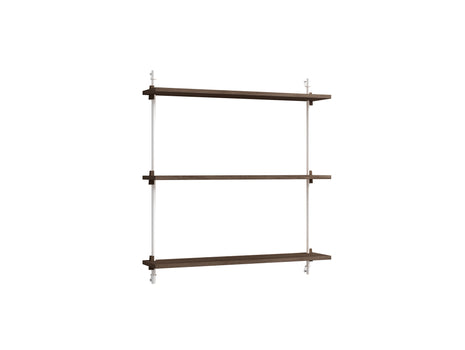 Wall Shelving System Sets (85 cm) by Moebe - WS.85.1 /  White Uprights / Smoked Oak