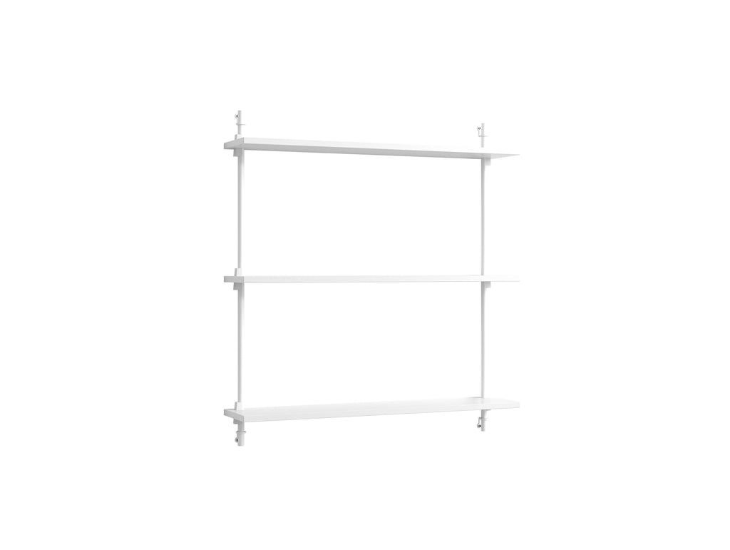 Wall Shelving System Sets (85 cm) by Moebe - WS.85.1 /  White Uprights / White Painted Oak