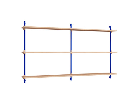 Wall Shelving System Sets (85 cm) by Moebe - WS.85.2 B / Deep Blue Uprights / Oiled Oak