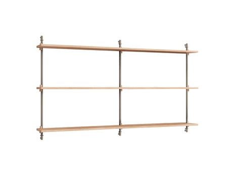 Wall Shelving System Sets (85 cm) by Moebe - WS.85.2 B / Warm Grey Uprights / Oiled Oak