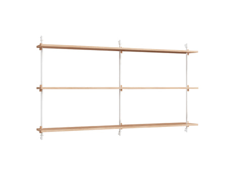 Wall Shelving System Sets (85 cm) by Moebe - WS.85.2 B / White Uprights / Oiled Oak