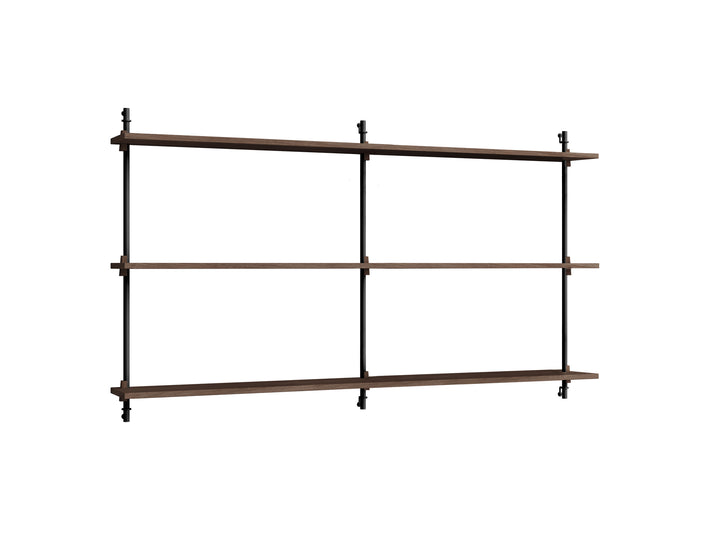 Wall Shelving System Sets (85 cm) by Moebe - WS.85.2 B / Black Uprights / Smoked Oak
