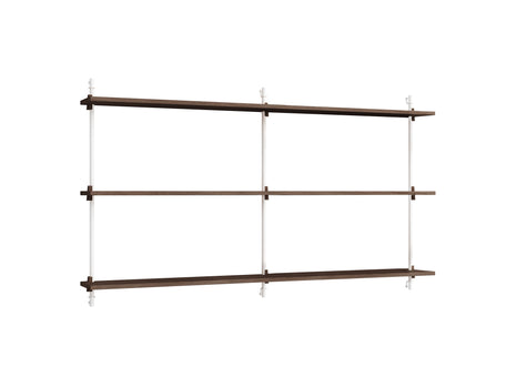 Wall Shelving System Sets (85 cm) by Moebe - WS.85.2 B / White Uprights / Smoked Oak