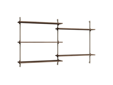 Wall Shelving System Sets (85 cm) by Moebe - WS.85.2 / Warm Grey Uprights / Smoked Oak