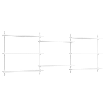Wall Shelving System Sets (85 cm) by Moebe - WS.85.3 / White Uprights / White Painted Oak