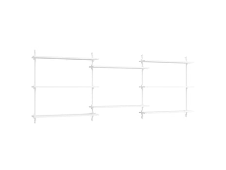 Wall Shelving System Sets (85 cm) by Moebe - WS.85.3 / White Uprights / White Painted Oak
