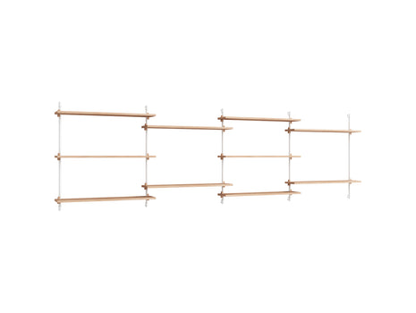 Wall Shelving System Sets (85 cm) by Moebe - WS.85.4 / White Uprights / Oiled Oak