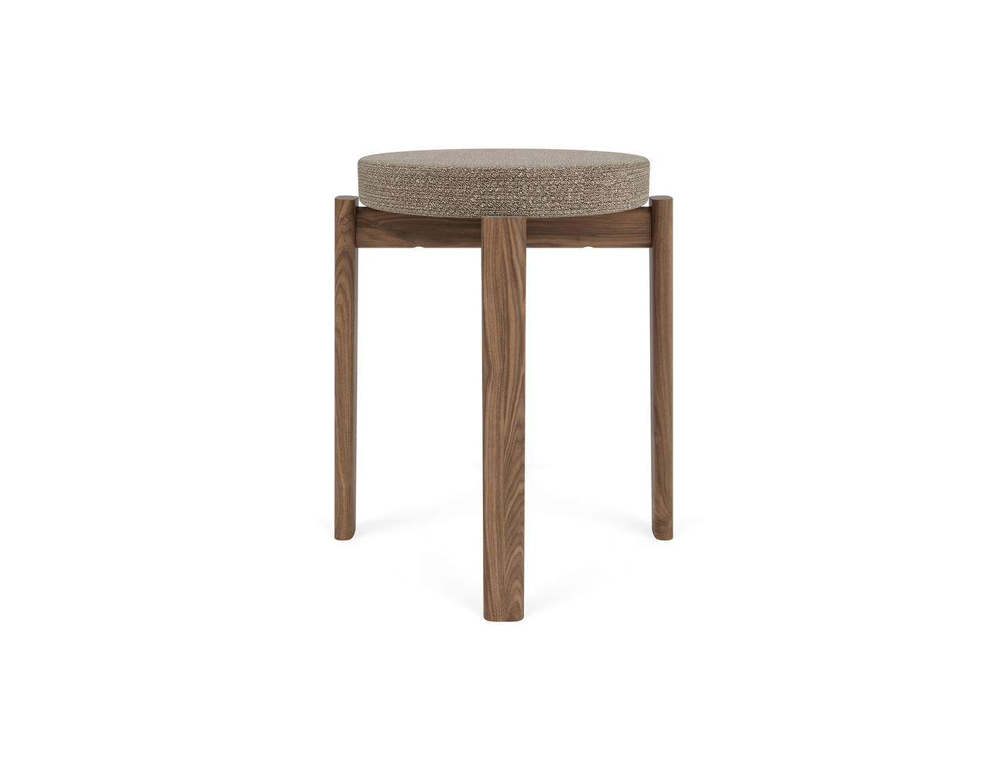 Passage Stool Upholstered by Audo Copenhagen - Walnut Base / Barnum Boucle Beige 04