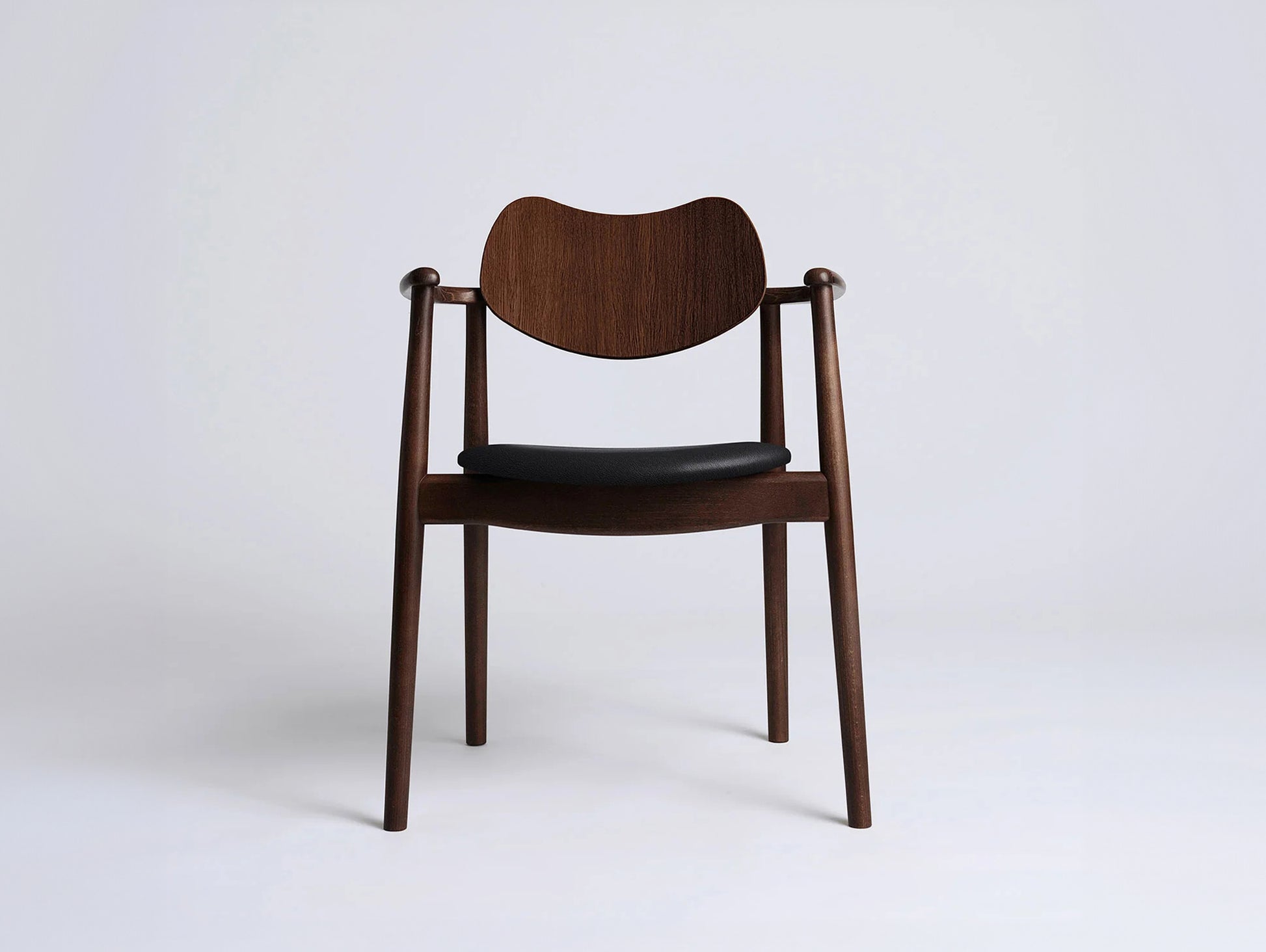 Regatta Chair Seat Upholstered by Ro Collection - Walnut Stained Beech / Standard Black Leather