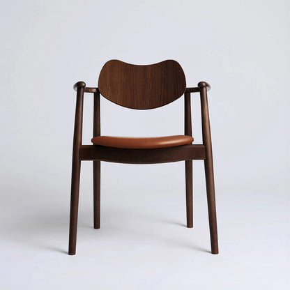 Regatta Chair Seat Upholstered by Ro Collection - Walnut Stained Beech / Standard Calvados Leather