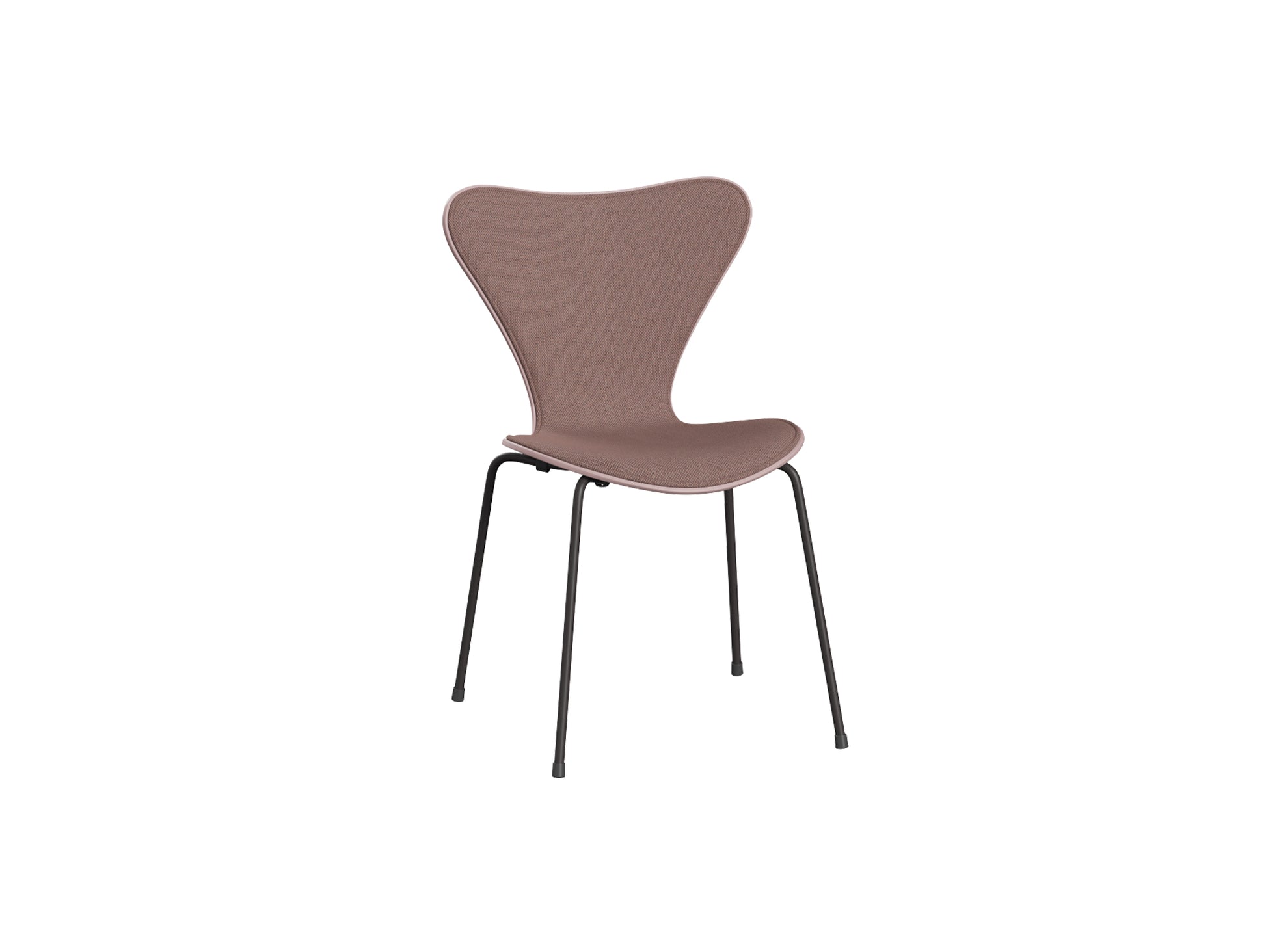 Series 7™ 3107 Dining Chair (Front Upholstered) by Fritz Hansen - Warm Graphite Steel / Front: Re-wool 648 / Back: Pale Rose Lacquered Veneer