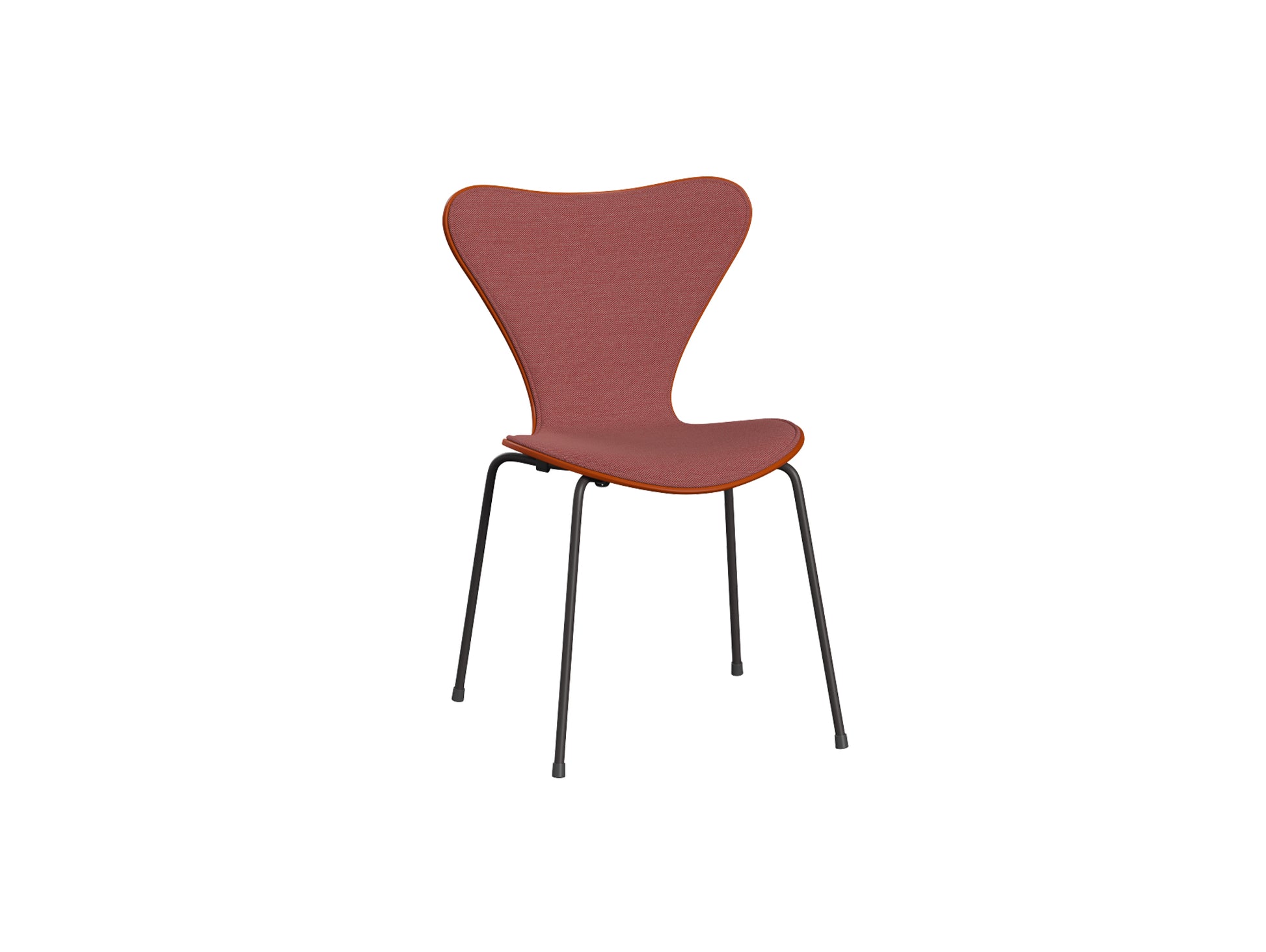 Series 7™ 3107 Dining Chair (Front Upholstered) by Fritz Hansen - Warm Graphite Steel / Front: Steelcut Trio 3 636 / Back: Paradise Orange Lacquered Veneer