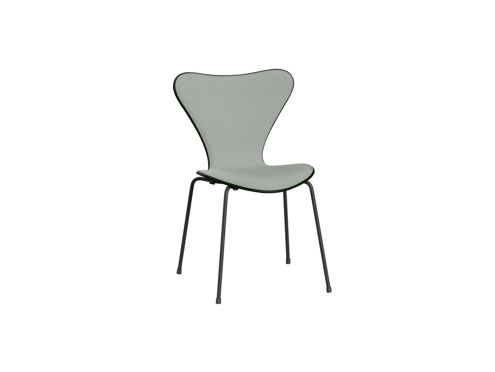 Series 7™ 3107 Dining Chair (Front Upholstered) by Fritz Hansen - Warm Graphite Steel / Front: Sunniva 3 132 / Back: Evergreen Lacquered Veneer