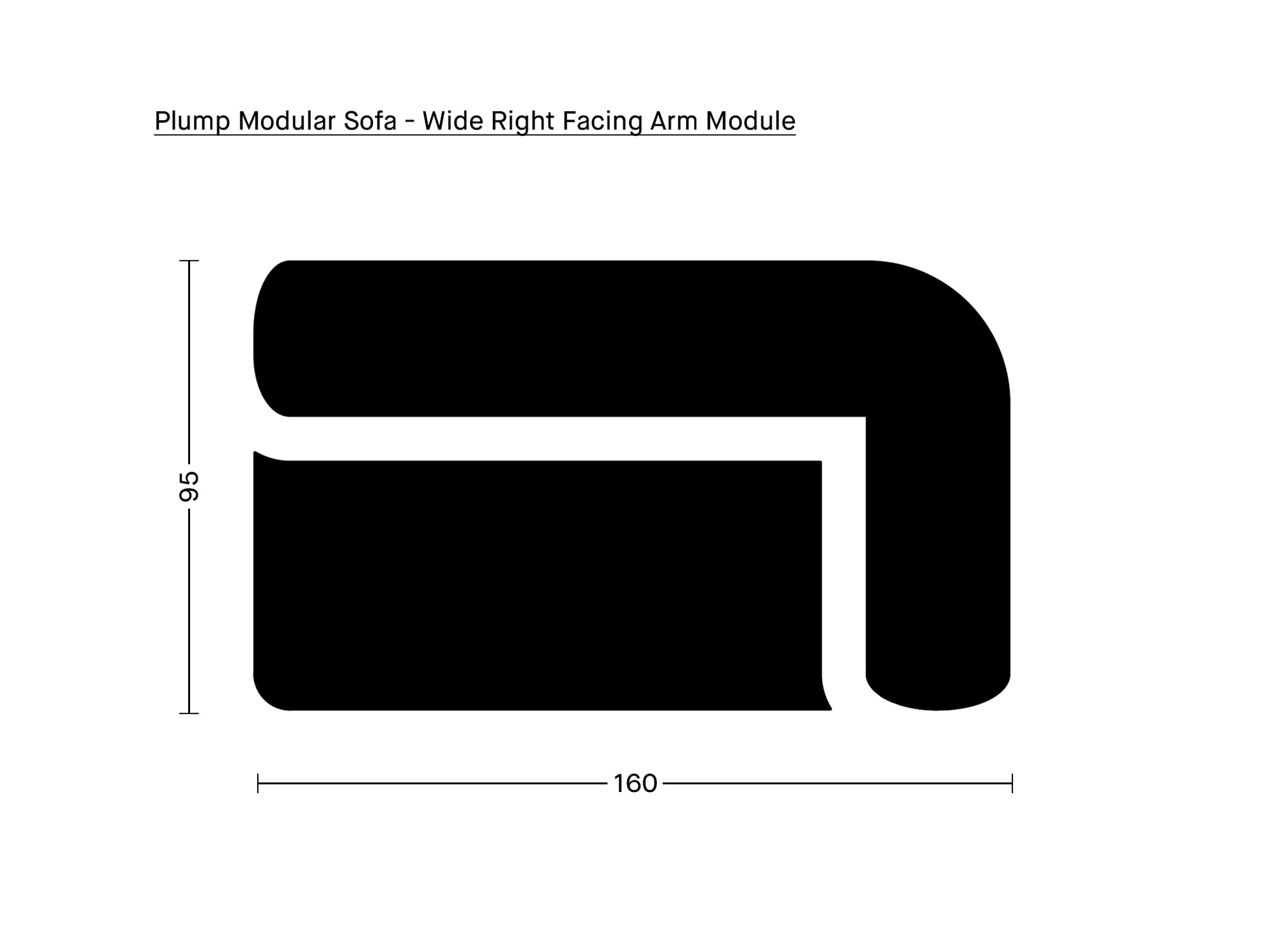 Plump Modular Sofa - Wide Right Facing Arm Module by Tom Dixon