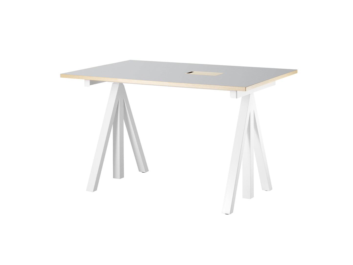String Work Desk by String - 120 x 78 / White Frame /Light Grey Linoleum MDF Desktop