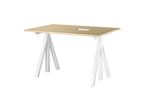 String Work Desk by String - 120 x 78 / White Frame / Oak Veneered MDF Desktop